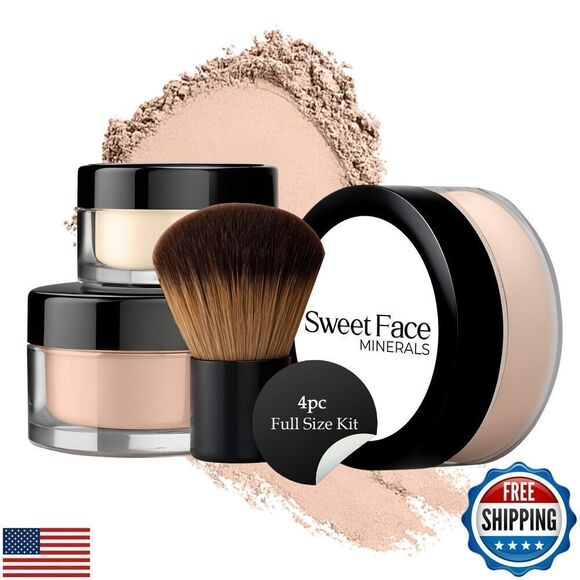 4pc Full Size Kit (Light) Mineral Makeup Matte Translucent Loose Foundation - Picture 1 of 5